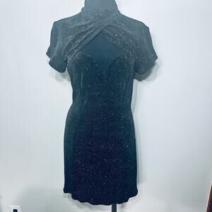 VTG Night Way Collections Dress Black Silver Glitter Whimsigoth Fairy Grunge 6